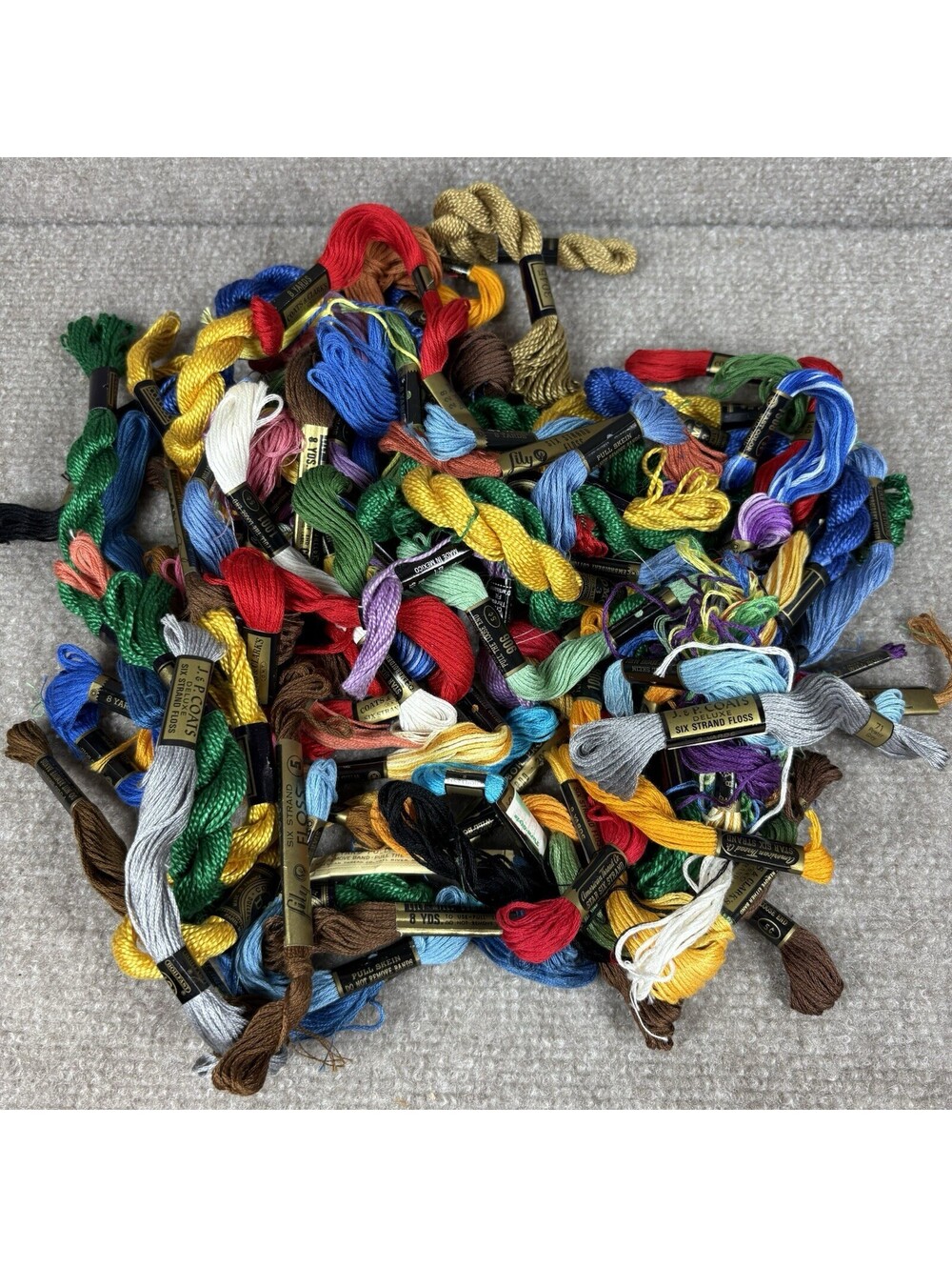 Lot Of Mixed Embroidery Floss Vintage DMC Lily J&P Coats Craft Thread 70+ skeins